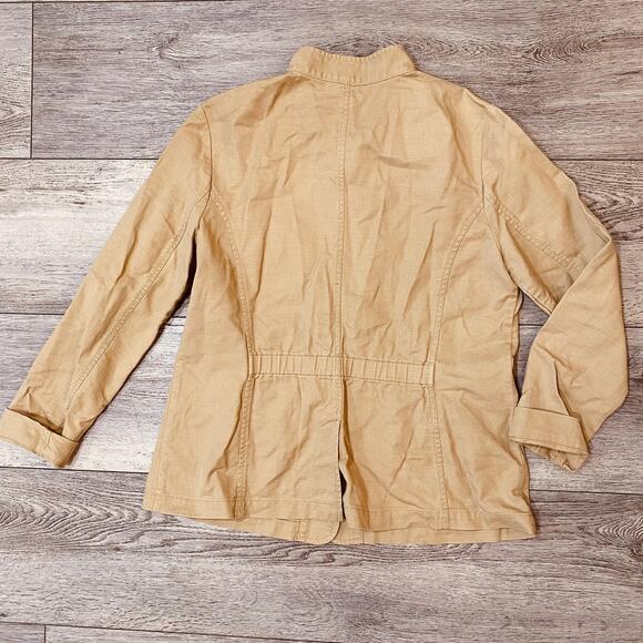 Talbots Jacket Womens Medium Tan Utility Safari Button Front 100% Cotton Khaki - Picture 3 of 5